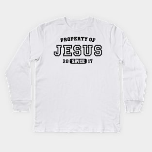 Property of Jesus since 2017 Kids Long Sleeve T-Shirt